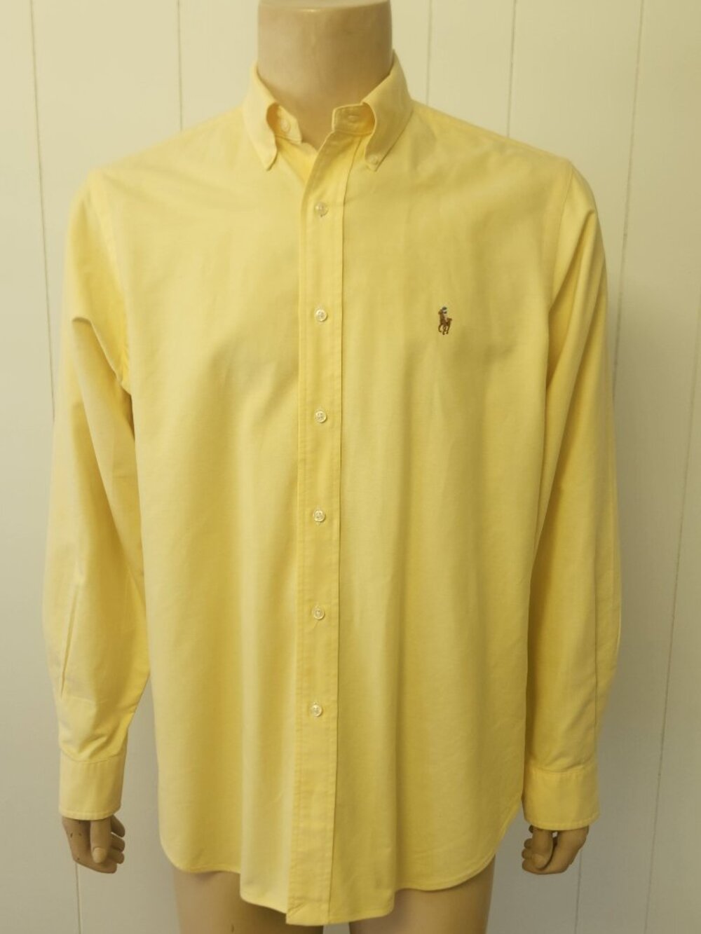 Polo men's shirt 16 34/35 yellow cotton Ralph Lauren